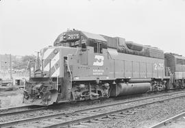 Burlington Northern diesel locomotive 2075 at Tacoma, Washington in 1970.