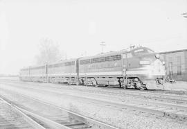 Northern Pacific diesel locomotive number 6011 at Dilworth, Minnesota, in 1954.