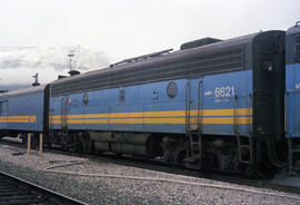 VIA Rail Canada diesel locomotive 6621 at Jasper, Alberta in September 1986.