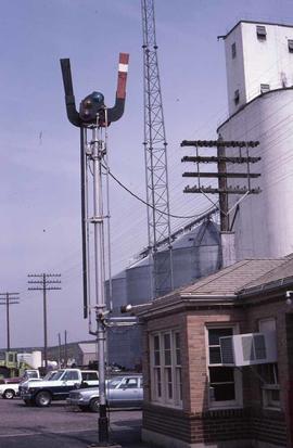 Burlington Northern station order board signal at Connell, Washington, in 1987.