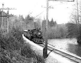 Pacific Coast Railroad freight train at Cedar Mountain, Washington in 1945.