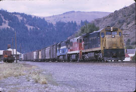 Burlington Northern Diesel Locomotive 5716, 5637, 5713 at Garrison, Montana, 1970