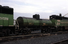 Burlington Northern Railroad Company fuel tender BNFT 2 at Portland, Oregon in 1985.