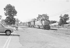 Union Pacific Railroad diesel locomotive number 3252 at Menlo Park, California in 1975.