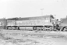 Burlington Northern diesel locomotive 5709 at Auburn, Washington in 1973.