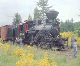 Mount Rainier Scenic Railroad Steam Locomotive Number 10 at Mineral, Washington in May, 1981.