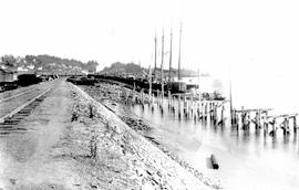 Northern Pacific loading ramp in Kalama, Washington, circa 1920.