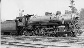 Northern Pacific steam locomotive number 2259 at Argo, Washington, circa 1935.