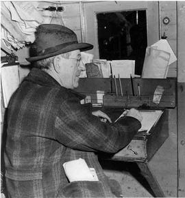 Pacific Coast Railroad conductor Joe Bow in Washington in 1948.