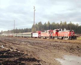 Simpson Timber Company Diesel Locomotives Number 1201 And 1200 at Shelton, Washington in 1990.