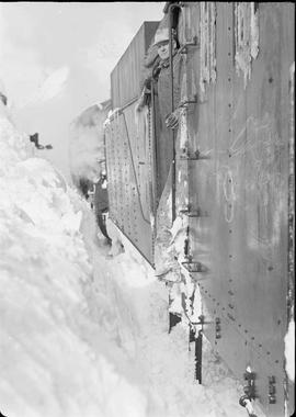 Northern Pacific Railroad Rotary Snow Plow Number 9 at Martin, Washington in 1949-50.