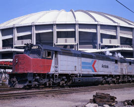 Amtrak diesel locomotive 573 at Seattle, Washington in 1979.