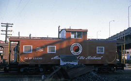 Northern Pacific Railroad Company caboose 1106 at Portland, Oregon in 1963.