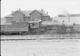 Northern Pacific steam locomotive 1818 at Missoula, Montana, in 1943.