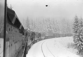 Northern Pacific diesel locomotive at Borup Loop, Washington, in 1967.