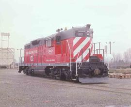 Pend Oreille Valley Railroad Diesel Locomotive Number 102 at Tacoma, Washington in January, 1986.