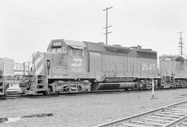 Burlington Northern diesel locomotive 2545 at Portland, Oregon in 1971.