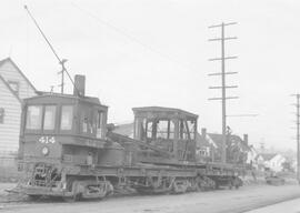 Seattle Municipal Railway Number 414 at the Winona Avenue east of Aurora, Seattle, Washington, 1939.