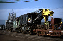 Burlington Northern Railroad Company diesel locomotive 1869 at Vancouver, Washington in 1985.