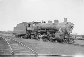 Northern Pacific steam locomotive 1908 at Forsyth, Montana, in 1935.