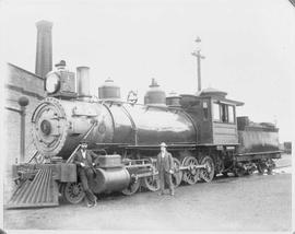 Northern Pacific steam locomotive 1 at Tacoma, Washington, circa 1900.