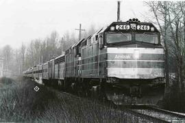 Amtrak passenger train  at Cedar Mountain, Washington, in 1978.