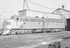 Burlington Northern diesel locomotive 9993 at Chicago, Illinois in 1972.