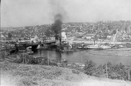City of Seattle bascule bridge at Fremont in Seattle, Washington, circa 1928.