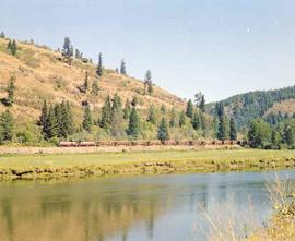 St. Maries River Railroad Diesel Locomotives Number 501 and 502 at Avery, Idaho in July 1981.