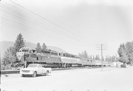 Burlington Northern diesel locomotive 9853 at Sandpoint, Idaho in 1970.