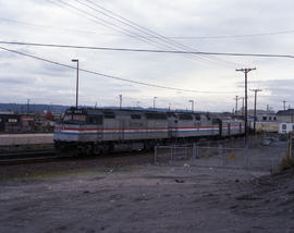 Amtrak diesel locomotive 244 at Tacoma, Washington in November 1985.