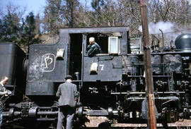 Klickitat Log and Lumber Company steam locomotive 7 at Klickitat, Washington in 1964.