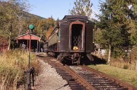 Lake Whatcom Railway passenger cars 603 and 634 at Wickersham, Washington, in 2008.