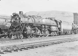 Northern Pacific steam locomotive 2664 at Missoula, Montana, in 1943.