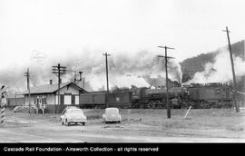 Milwaukee Road troop train at Easton, Washington in 1945.