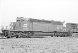 Burlington Northern diesel locomotive 6363 at Tacoma, Washington in 1973.