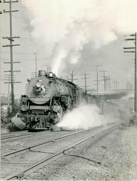 Great Northern Railway steam locomotive 2502 in Washington State, undated.