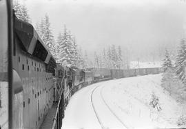 Northern Pacific diesel locomotive between Lester and Stampede, Washington, in 1967.