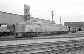 Amtrak diesel locomotive 406 at Minneapolis, Minnesota on June 19, 1973.