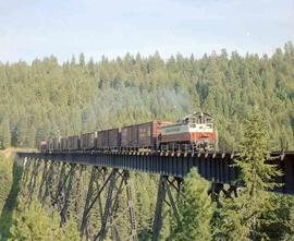 St. Maries River Railroad Diesel Locomotive Number 501 at Benawah, Idaho in August 1981.