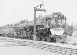 Southern Pacific Railroad steam locomotive number 3909 at Canby, Oregon in 1947.