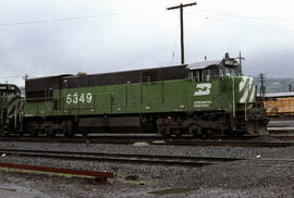 Burlington Northern Railroad Company diesel locomotive 5349 at Portland, Oregon in 1978.