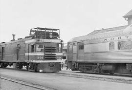 Northern Pacific motor cars at Lewiston, Idaho in 1955.