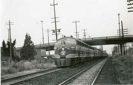 Great Northern Railway diesel locomotive 261 at Seattle, Washington, undated.