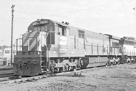 Burlington Northern diesel locomotive 5763 at Tacoma, Washington in 1973.