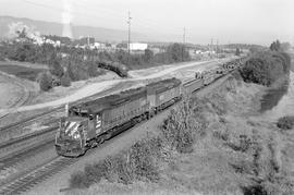 Burlington Northern special train at Kalama, Washington in 1976.