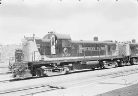 Northern Pacific diesel locomotive number 859 at Bozeman, Montana, in 1955.