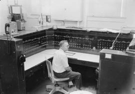 Northern Pacific dispatching equipment at Missoula, Montana, circa 1960.