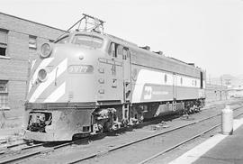 Burlington Northern diesel locomotive 9977 at Chicago, Illinois in 1972.