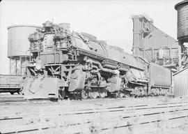 Northern Pacific steam locomotive 5121 at Missoula, Montana, circa 1955.